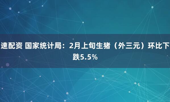 速配资 国家统计局：2月上旬生猪（外三元）环比下跌5.5%